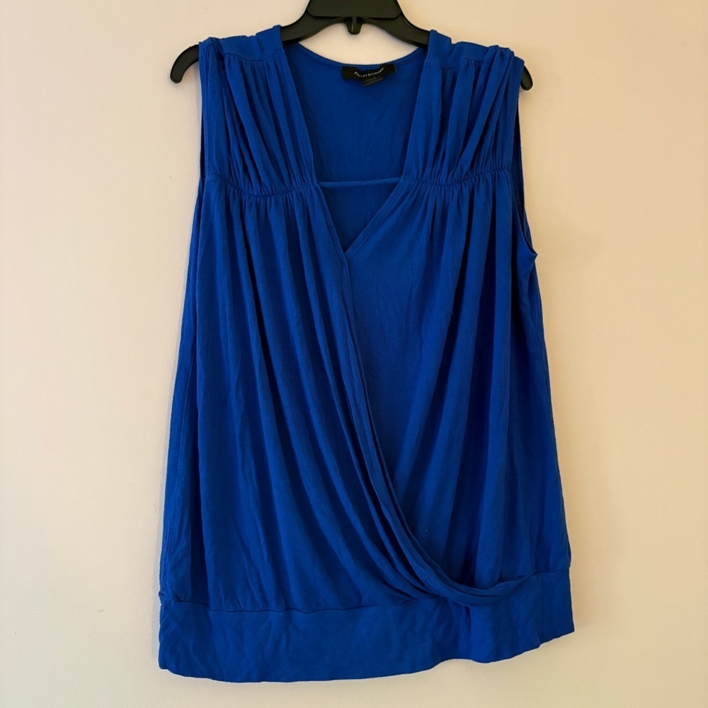 Ashley Stewart Cobalt Blue Draped Surplice Sleeveless Top 18/20